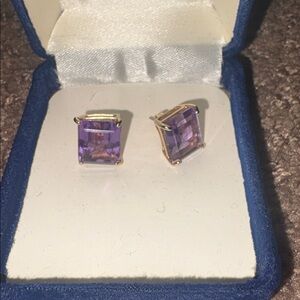 VINTAGE 14 Gold Amethyst Earrings
